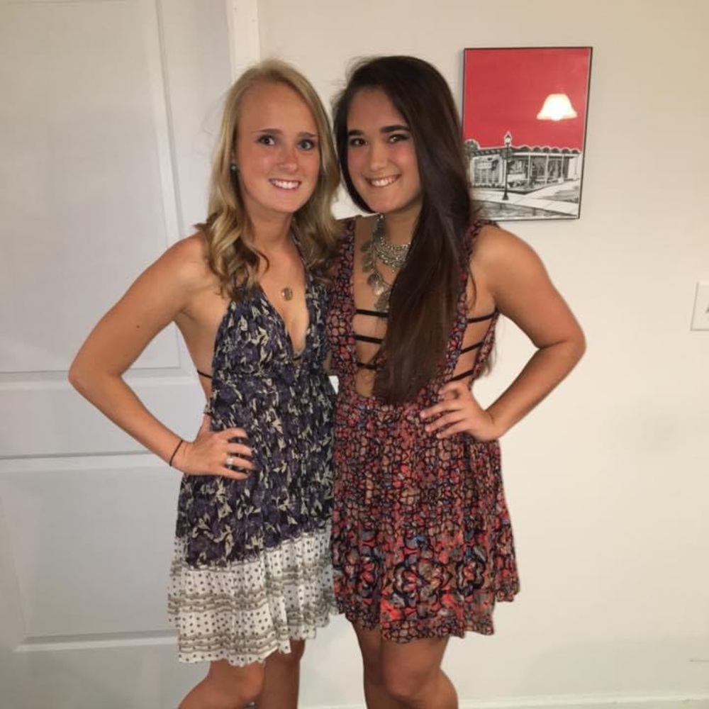 Free people floral dress with low neck line